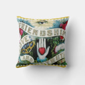 友情 愛 真実 バナー ハートと手 クッション (裏面)