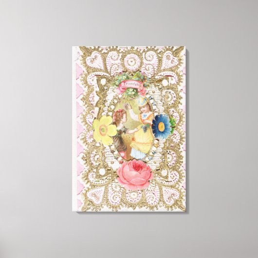 友情， Valentine card, c.1870 （色のリトー） キャンバスプリント (正面)