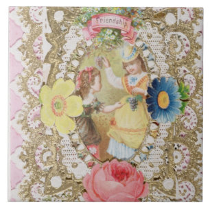 友情, Valentine card, c.1870 (色のリトー) タイル