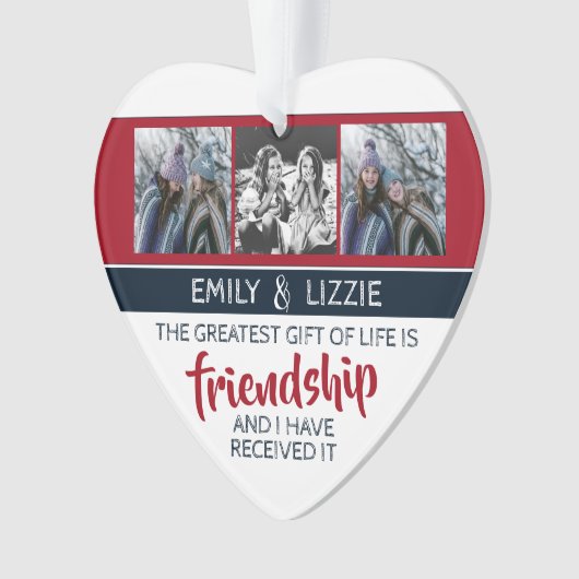 友感動的情引用文（名前と写真あり） オーナメント (正面)