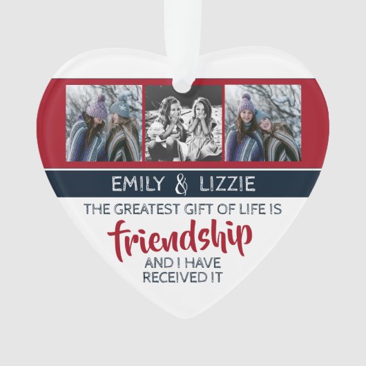 友感動的情引用文（名前と写真あり） オーナメント (正面)