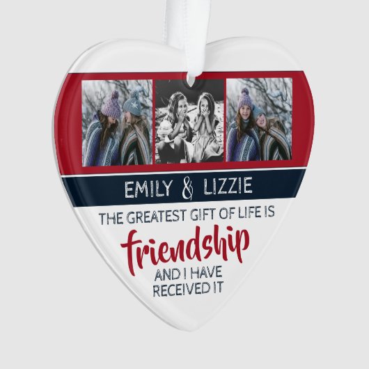 友感動的情引用文（名前と写真あり） オーナメント (正面)