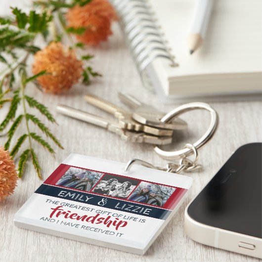 友感動的情引用文(名前と写真あり) キーホルダー (正面右)