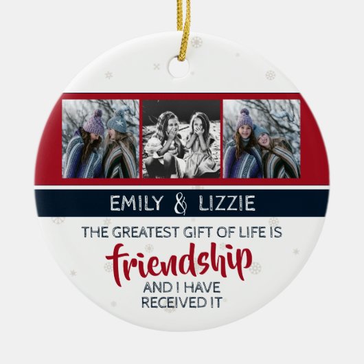 友感動的情引用文(名前と写真あり) セラミックオーナメント (正面)