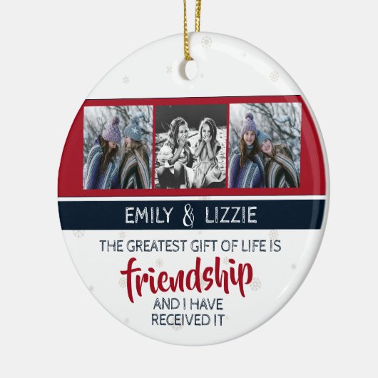 友感動的情引用文(名前と写真あり) セラミックオーナメント (左)