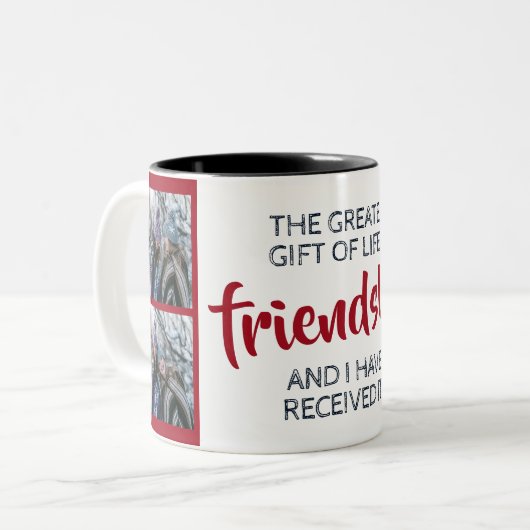 友感動的情引用文（名前と写真あり） ツートーンマグカップ (正面左)