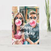 友最高のだちと泡、水色、おもしろい誕生日 カード (正面)