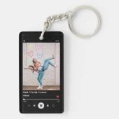 友最高のだち写真と名前ミュージックプレーヤーブラック キーホルダー (裏面)