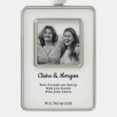 友最高のだち写真ホリディクリスマスオーナメント シルバープレートフレームオーナメント (正面)