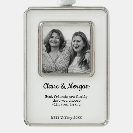 友最高のだち写真ホリディクリスマスオーナメント シルバープレートフレームオーナメント (正面)