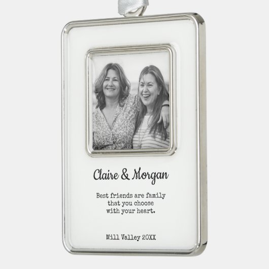友最高のだち写真ホリディクリスマスオーナメント シルバープレートフレームオーナメント (左)