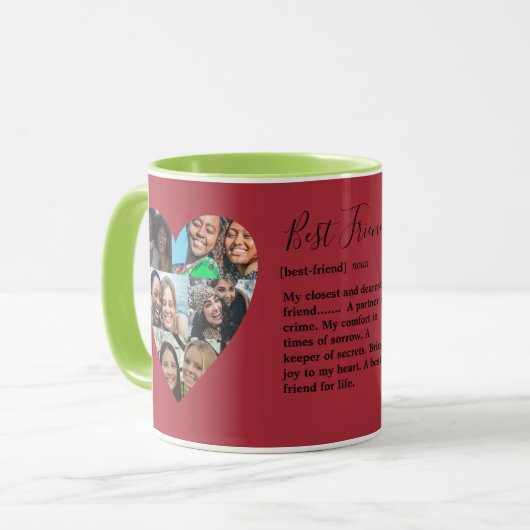 友最高のだち引用文写真ハートコラージュカラフル マグカップ (正面左)
