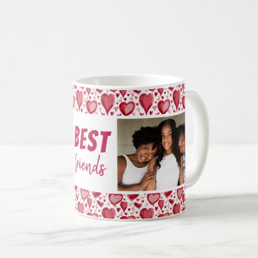 友最高のだち赤いハートパターン2写真 コーヒーマグカップ (正面右)