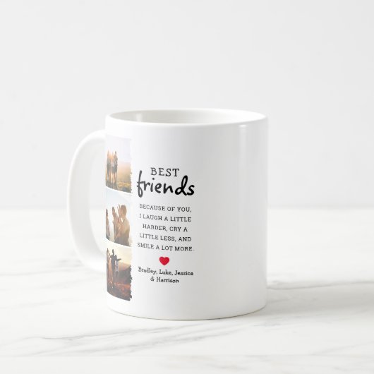 友最高のだち3フォトコラージュ&引用文 コーヒーマグカップ (正面左)