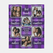 友最高のだち6フォトコラージュ紫ユニークのプレイド フリースブランケット (正面)