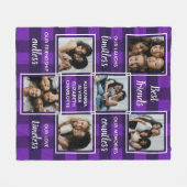 友最高のだち6フォトコラージュ紫ユニークのプレイド フリースブランケット (正面(横))