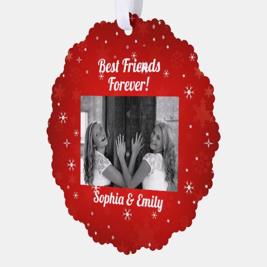 友最高のだちBesties BFF写真名かわいい オーナメントカード (左)