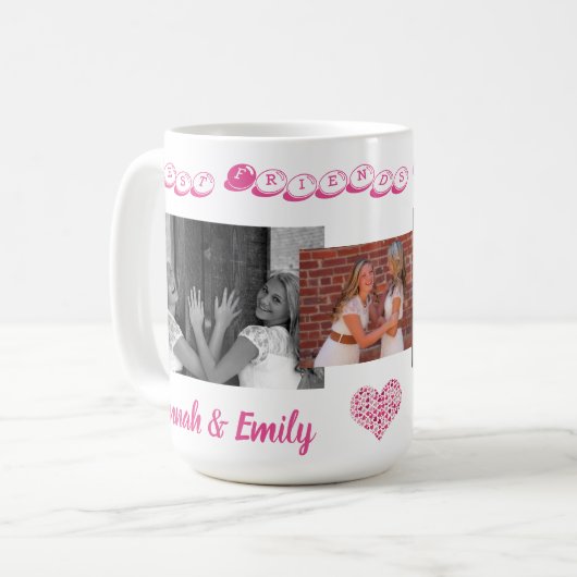 友最高のだちBesties BFF追加3つの写真名かわいい コーヒーマグカップ (正面左)