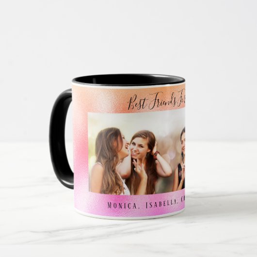 友最高のピンクのローズ金ゴールドの写真名 マグカップ (正面左)