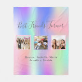 友最高のピンク紫ホログラフィックフォト フリースブランケット (正面)