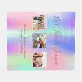 友最高のピンク紫ホログラフィックフォト フリースブランケット (正面(横))