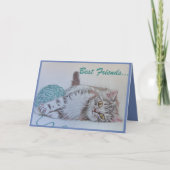 友最高の人かわいい猫アートのグリーティングカード カード (正面)