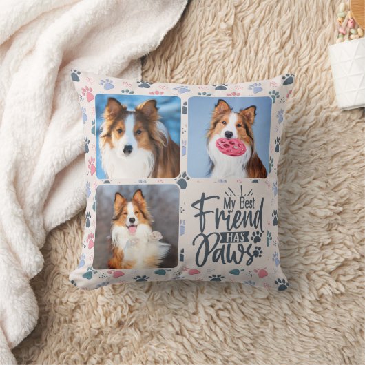 友最高の人が手を持つカスタム3写真の手の印刷ドッグ クッション (ブランケット)