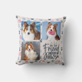 友最高の人が手を持つカスタム3写真の手の印刷ドッグ クッション (正面)