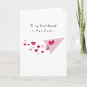 友最高の人とソウルメイト、ピンクの紙飛行機&写真 カード (正面)