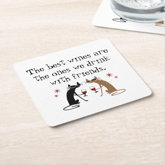 友最高の人と飲むワイン スクエアペーパーコースター (アングル)