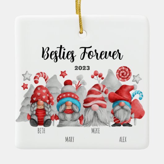 友最高の人の女性と男性の格言 セラミックオーナメント (正面)