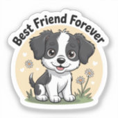 友最高の人の永遠の子犬ステッカー | かわいいおもしろい シール (正面)