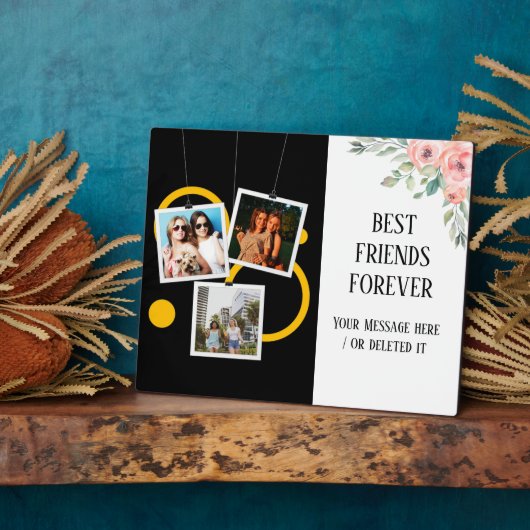 友最高の人は永遠にパーソナライズされた、3つの写真コラージュ フォトプラーク (側面)
