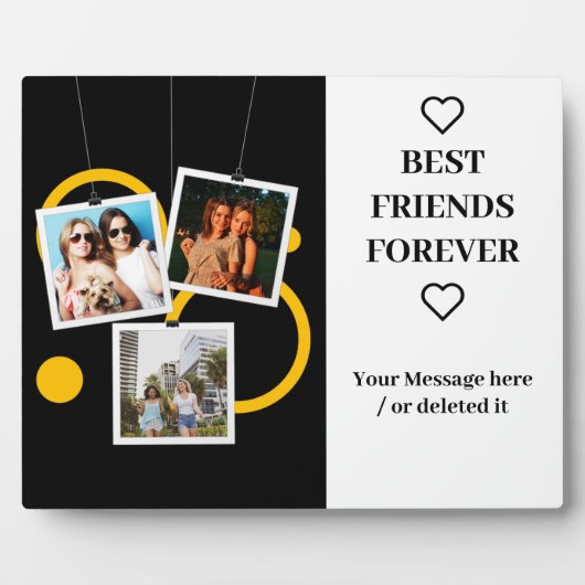 友最高の人は永遠にパーソナライズされた、3つの写真コラージュ フォトプラーク (正面)
