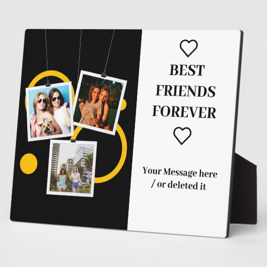 友最高の人は永遠にパーソナライズされた、3つの写真コラージュ フォトプラーク (側面)