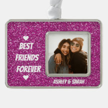 友最高の人カスタムの写真と名前ピンクのグリッター