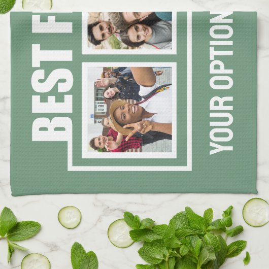 友最高の人カスタムの写真、文字と色 キッチンタオル (折り畳み)