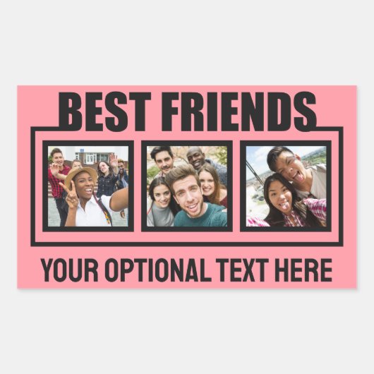 友最高の人カスタムの写真、文字と色 長方形シール (正面)
