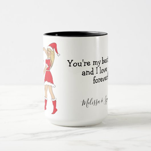 友最高の人ギフトブロンドとブルネットの女の子 マグカップ (中央)