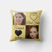 友最高の人ギフト金ゴールドハート写真コラージュ クッション (裏面)