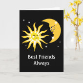 友最高の人ハッピーサンとムーンカード カード (黄色い花)