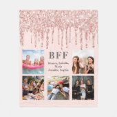 友最高の人バラ金ゴールド赤面グリッター写真名 フリースブランケット (正面)