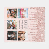 友最高の人バラ金ゴールド赤面グリッター写真名 フリースブランケット (正面(横))