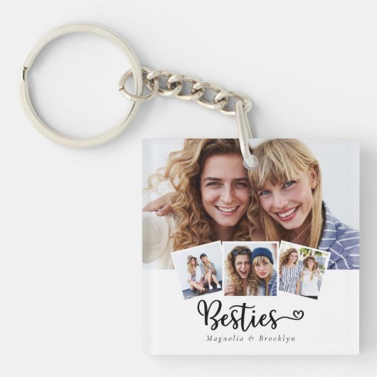 友最高の人フォトコラージュのハート キーホルダー (正面)