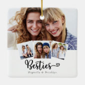 友最高の人フォトコラージュのハート セラミックオーナメント (裏面)