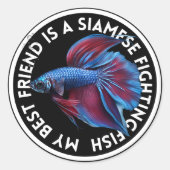 友最高の人ブルーレッドベッタフィッシュ ラウンドシール (正面)