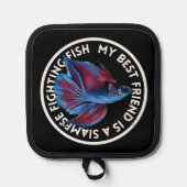 友最高の人ブルーレッドベッタフィッシュ 鍋敷き (正面)