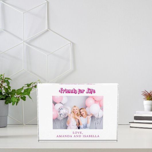 友最高の人ホワイトピンクBFF写真名ガールフレンド フォトブロック