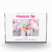 友最高の人ホワイトピンクBFF写真名ガールフレンド フォトブロック (正面)