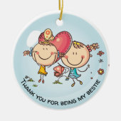 友最高の人写真ギフト可愛いクリスマスの装飾 セラミックオーナメント (正面)